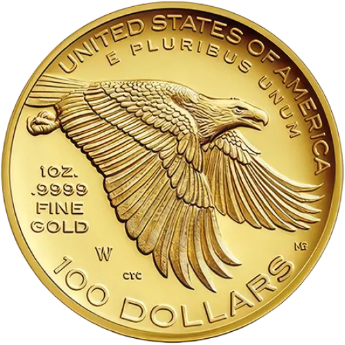Монета золотая "American Liberty High Relief" 2017г, цена за грамм уточните на сайте на 2026.10.03. Монеты . Задняя сторона