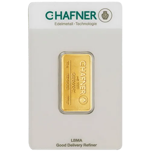 Слиток C.HAFNER 10 г., цена за грамм 150.00 USD на 2026.10.03. Золото . Передняя сторона