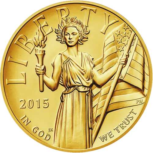 Монета золотая "American Liberty High Relief" 2015г, цена за грамм уточните на сайте на 2026.10.03. Монеты . Передняя сторона
