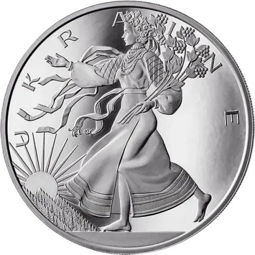 Монета серебряная "Свобода Украины" 31,1г, цена за грамм 7.54 USD на 2026.10.03. Монеты . Передняя сторона