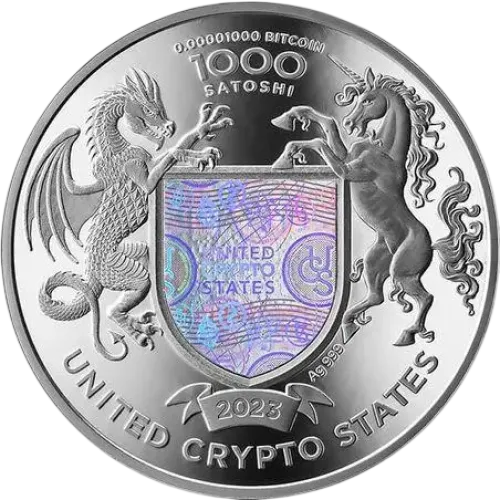 Монета серебряная "Орел Свободы United Crypto States" 31,1г, цена за грамм 8.62 USD на 2026.10.03. Монеты . Задняя сторона