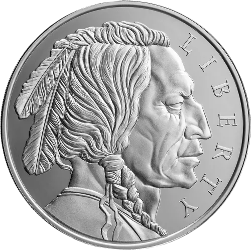Монета серебряная "Голова индейца United Crypto States" 31,1г, цена за грамм 8.62 USD на 2026.10.03. Монеты . Передняя сторона