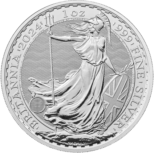 Монета серебряная “British Britannia” 31,1 г, цена за грамм 4.31 USD на 2026.10.03. Монеты . Передняя сторона