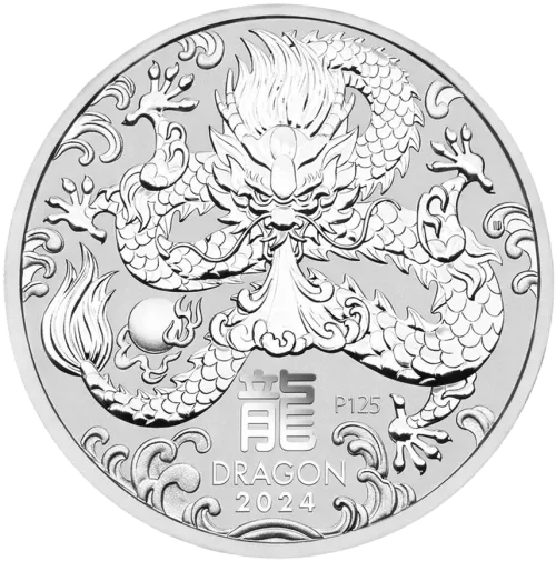 Монета серебряная "Lunar III - Год Дракона" 1 кг, цена за грамм 3.80 USD на 2026.10.03. Монеты . Передняя сторона