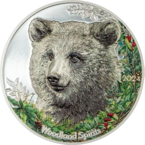Монета серебряная "Медведь, 500 тугриков" 31,1г, цена за грамм 7.19 USD на 2026.10.03. Монеты . Передняя сторона