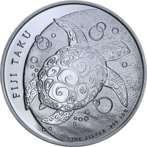 Монета серебряная "Черепаха Таку" 31,1 г, цена за грамм 4.31 USD на 2026.10.03. Монеты . Передняя сторона