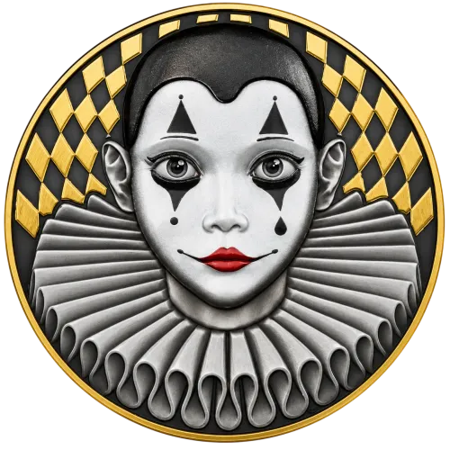 Монета серебряная "PIERROT" 62,2 г, цена за грамм 8.98 USD на 2026.10.03. Монеты . Передняя сторона