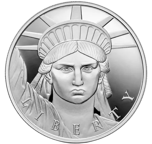 Монета серебряная "Статуя Свободы United Crypto States" 31,1г, цена за грамм 8.62 USD на 2026.10.03. Монеты . Передняя сторона