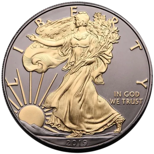 Монета серебряная “позолоченная American Liberty” 31,1 г, цена за грамм 7.19 USD на 2026.10.03. Монеты . Передняя сторона